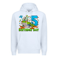White Birthday Boy Frog Age 5 Premium Hoodie - LillyAllenDesigns