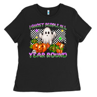 Black I ghost people all year round Ladies Tee - NancyCooperArtShop