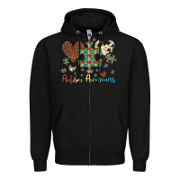 Black autism awareness leopard cowhide herts puzzle Zipper Hoodie - Artiststas