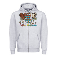Heather Grey autism awareness leopard cowhide herts puzzle Zipper Hoodie - Artiststas