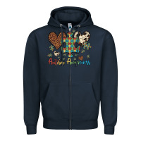 Navy autism awareness leopard cowhide herts puzzle Zipper Hoodie - Artiststas