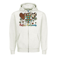 Oatmeal Heather autism awareness leopard cowhide herts puzzle Zipper Hoodie - Artiststas