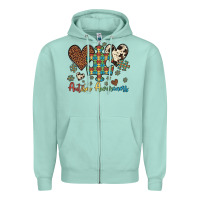 Seafoam autism awareness leopard cowhide herts puzzle Zipper Hoodie - Artiststas