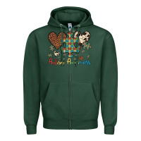 Sports Green autism awareness leopard cowhide herts puzzle Zipper Hoodie - Artiststas