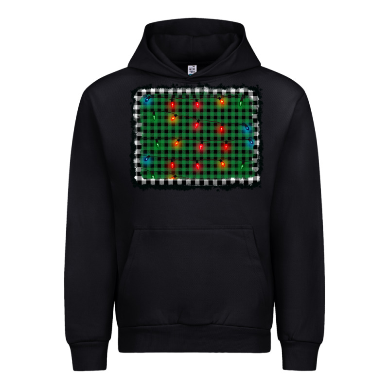 Christmas Buffalo Plaid And Lights Background Urban Hoodie by AdoDesignShop | Teevron