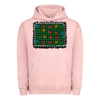 Pigment Salmon christmas buffalo plaid and lights background Urban Hoodie - AdoDesignShop