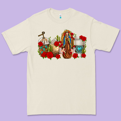 Lady Of Guadalupe Coffee Cups Premium Tee Designed By Texasbilliewilder