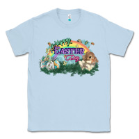 Dusty Blue Happy Easter Day rainbow Classic Tee - HowdyJamesFarm