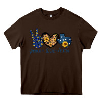 Chocolate Brown Peace Love Texas Heavy Core Tee - Bettercallsaul