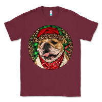 Burgundy Christmas English Bulldog Classic Tee - RanaPortraitStore