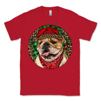 Red Christmas English Bulldog Classic Tee - RanaPortraitStore
