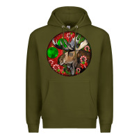 Army Green moose buck deer christmas Premium Hoodie - LillyAllenDesigns