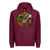 Burgundy moose buck deer christmas Premium Hoodie - LillyAllenDesigns