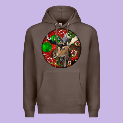 Moose Buck Deer Christmas Premium Hoodie Designed By Lillyallendesigns