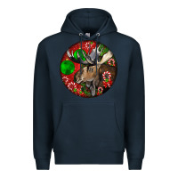 Navy moose buck deer christmas Premium Hoodie - LillyAllenDesigns