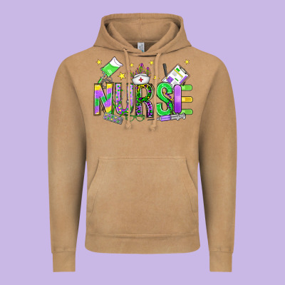 Mardi Gras Nurse Vintage Hoodie Designed By Oliviacreatesart
