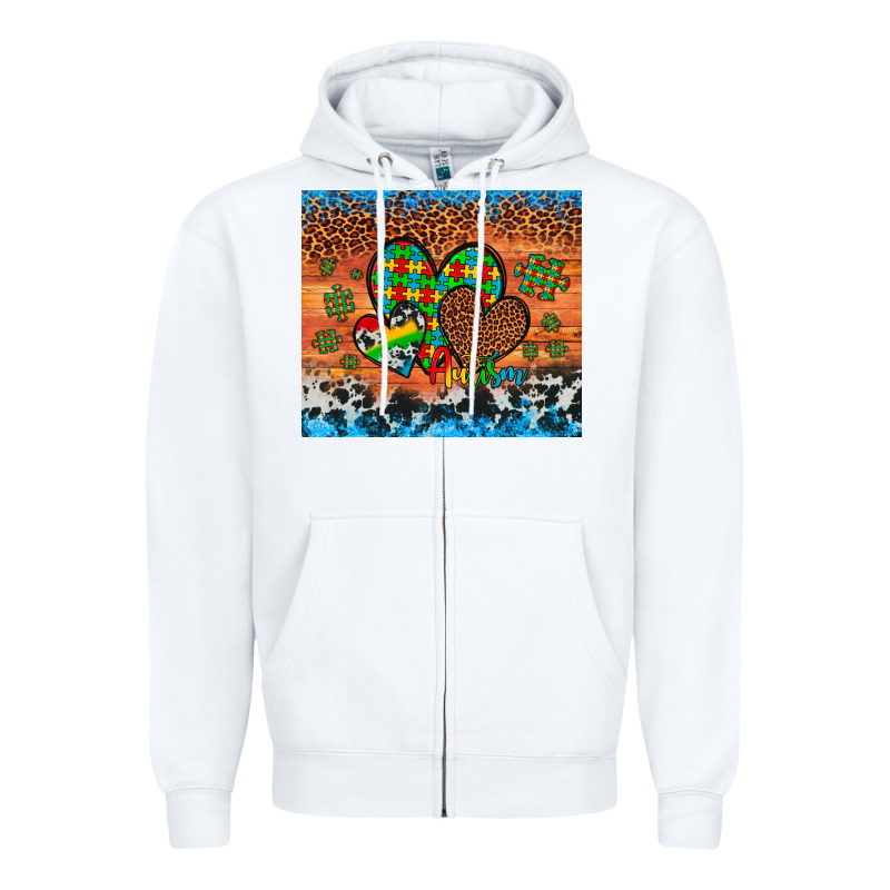 Autism Awareness Hearts Leopard Cowhide Zipper Hoodie by Artiststas | Teevron
