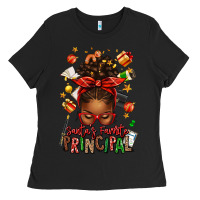 Black santas favorite principal afro messy bun Ladies Tee - texasbilliewilder