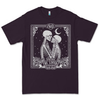 The Lovers Tarot Card Skeleton Valentines Halloween Occult Premium Tee | Teevron