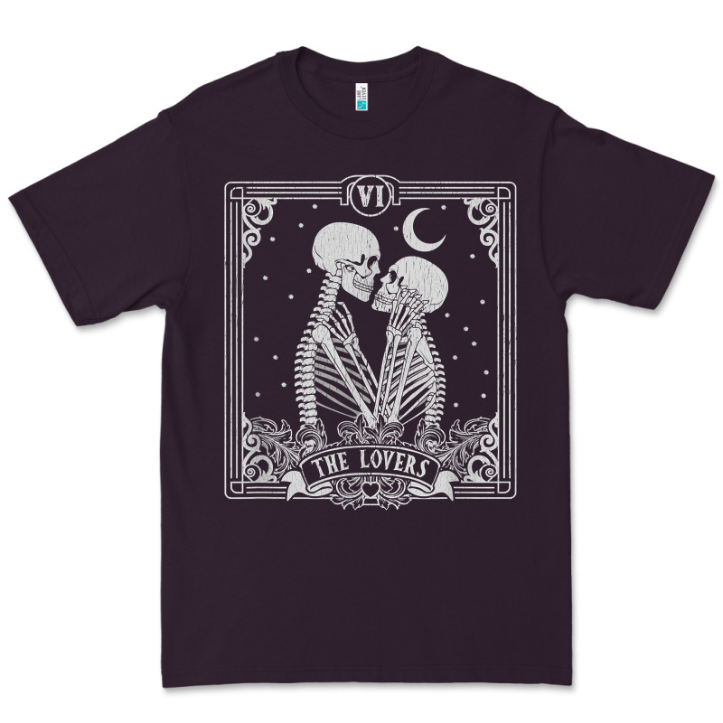 The Lovers Tarot Card Skeleton Valentines Halloween Occult Premium Tee by longCreatives | Teevron