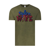 Vintage Olive police wife with lightning bolt Vintage Tee - CowGirlArtShop