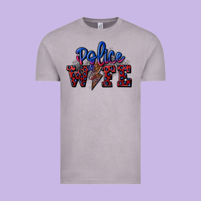 Police Wife With Lightning Bolt Vintage Tee Designed By Cowgirlartshop