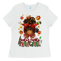 White santas favorite principal afro messy bun Ladies Tee - texasbilliewilder