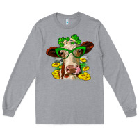 Heather Grey St. Patrick's Day cow Long Sleeve Tee - OliviaCreatesArt