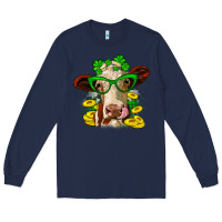 Navy St. Patrick's Day cow Long Sleeve Tee - OliviaCreatesArt