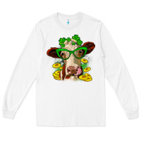 White St. Patrick's Day cow Long Sleeve Tee - OliviaCreatesArt