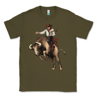 Army Green Cowboy bull rodeo Classic Tee - HowdyJamesFarm