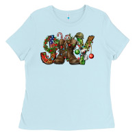 Baby Blue Army Christmas Joy Ladies Tee - NancyCooperArtShop