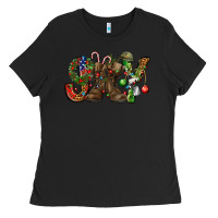 Black Army Christmas Joy Ladies Tee - NancyCooperArtShop