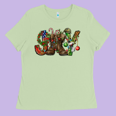 Army Christmas Joy Ladies Tee Designed By Nancycooperartshop