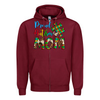 Burgundy proud autism mom Zipper Hoodie - Artiststas