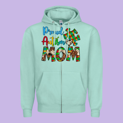 Proud Autism Mom Zipper Hoodie Designed By Artiststas
