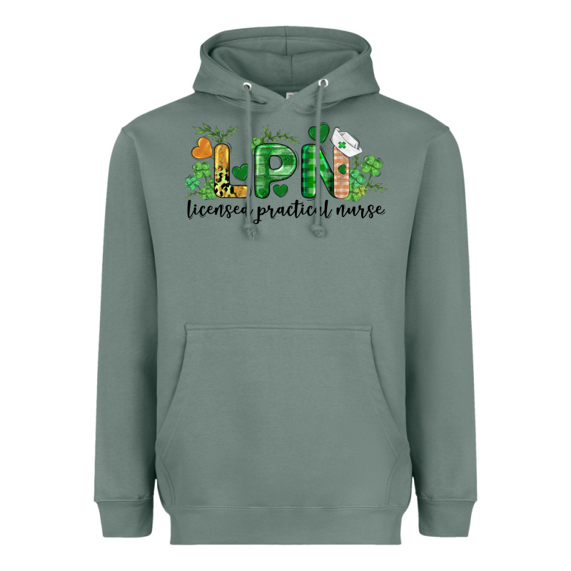 St. Patricks Day Registered Nurse Lpn Heart Heavyweight Hoodie by BarkalooDesign | Teevron