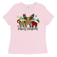 Bubblegum Pink Merry Christmas tooth Ladies Tee - texasbilliewilder