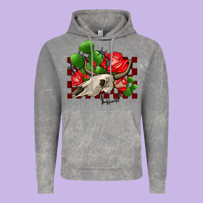 Bullskull Rose And Cactus Olivia Vintage Hoodie Designed By Oliviacreatesart