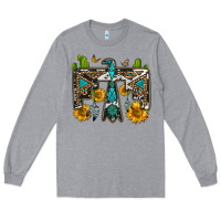 Heather Grey western free bird Long Sleeve Tee - OliviaCreatesArt