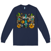Navy western free bird Long Sleeve Tee - OliviaCreatesArt