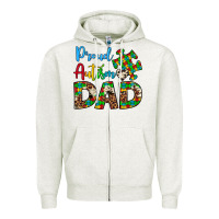 Oatmeal Heather proud autism dad Zipper Hoodie - Artiststas