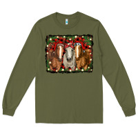 Army Green Christmas horses Long Sleeve Tee - RanaPortraitStore