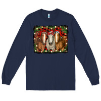 Navy Christmas horses Long Sleeve Tee - RanaPortraitStore