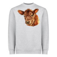 Heather Grey red angus calf face Heavyweight Sweatshirt - LillyAllenDesigns