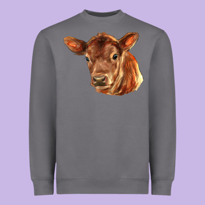 Red Angus Calf Face Heavyweight Sweatshirt Designed By Lillyallendesigns