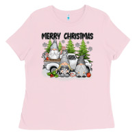 Bubblegum Pink merry christmas gnomes Ladies Tee - texasbilliewilder