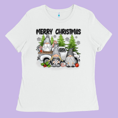 Merry Christmas Gnomes Ladies Tee Designed By Texasbilliewilder