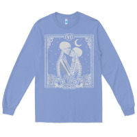 Colony Blue The Lovers Tarot Card Skeleton Valentines Halloween Occult Long Sleeve Tee - longCreatives