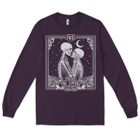 Plum The Lovers Tarot Card Skeleton Valentines Halloween Occult Long Sleeve Tee - longCreatives